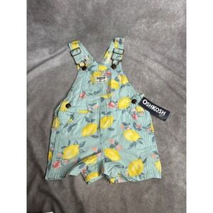 NEW! OshKosh B'gosh Toddler Girls' Lemon Shortalls - Aqua Yellow 18m 18 Month